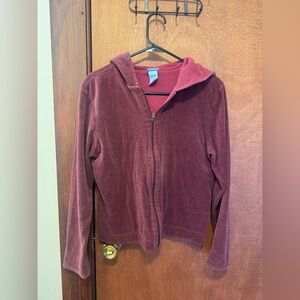 Vintage Burgundy Zip-Up Hoodie